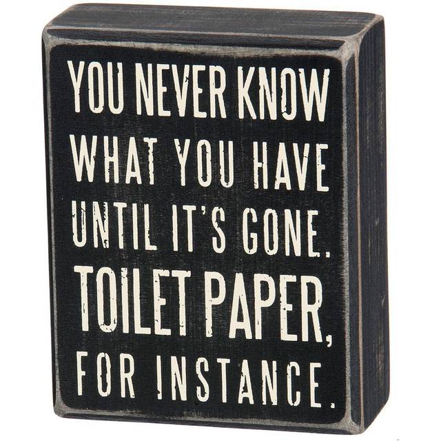 Primitives by Kathy Wooden Box Sign - Funny Bathroom Sayings  Wall Art/Home Decor  Farmhouse Style  Housewarming Gift  4x5 IN