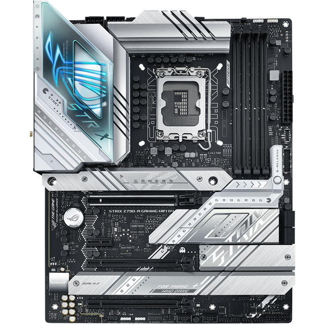 ASUS ROG Strix Z790-A Gaming WiFi D4, Intel® Z790 LGA 1700 ATX moderkort, 16 + 1 effektsteg, DDR4, fyra M.2-kortplatser, PCIe® 5.0, WiFi 6E, USB 3.2 Gen 2x2 Type-C® med PD 3.0 upp till 30W, Aura Sync