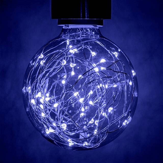 Prolite Globe LED Light Bulb G95 E27 1.7W Blue Star Effect Funky Filaments