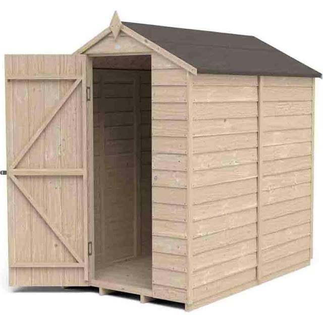 Forest Garden 6x4 Forest 4Life Overlap Windowless Apex Wooden Shed - 6x4 Forest Overlap Shed - Windowless - Pressure Treated - Delivery Only