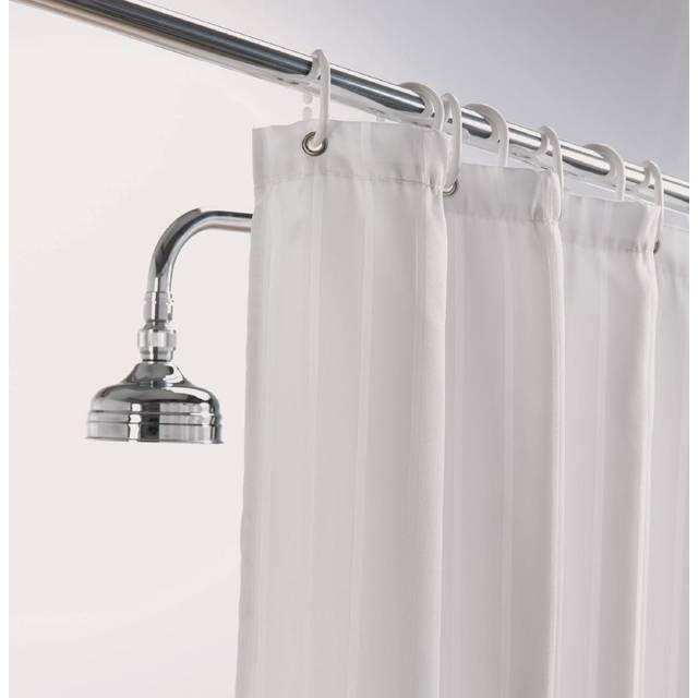 Mitre Luxury Satin Stripe Shower Curtain White 1800mm