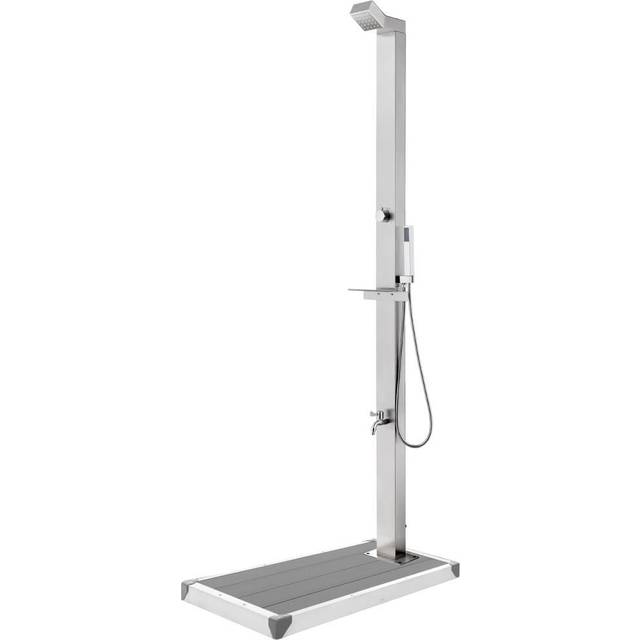 vidaXL Garden Shower with Grey Base 225 cm Stainless Steel - grey