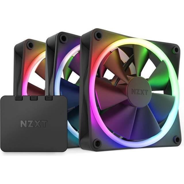 NZXT F120 RGB 120mm PWM Fan 3 Pack with Controller Black