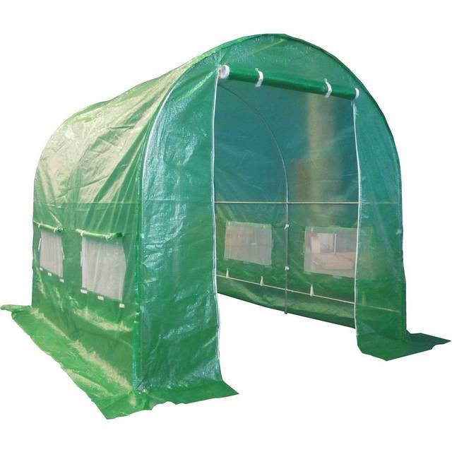 BIRCHTREE Galvanised Frame Polytunnel Greenhouse - Green / 3M (L) x 2M (W) x 2M (H) / 19MM Gauge Steel Frame