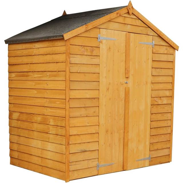 Mercia Overlap Apex Windowless Double Door Value Shed - 6 x 4ft, Brown