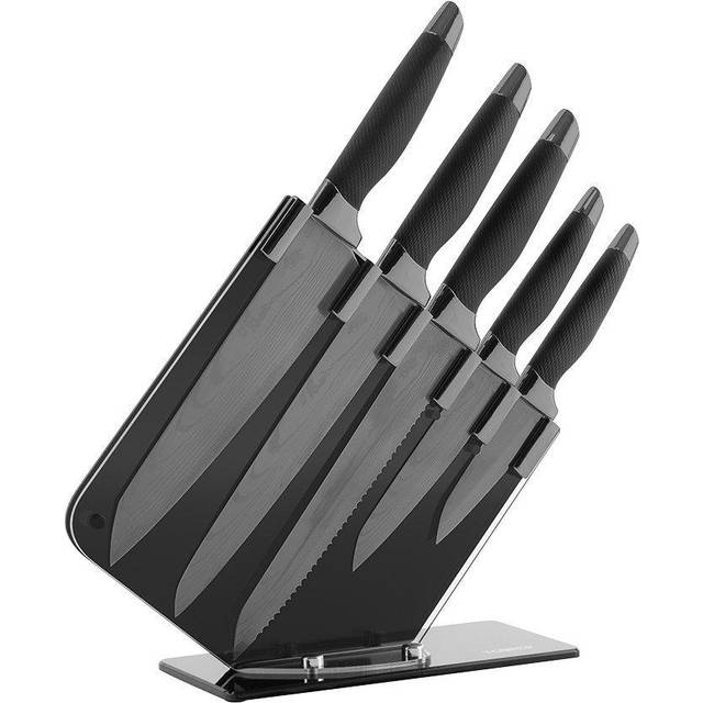 Tower 5 Piece Damascus Knife Set Mirror Black