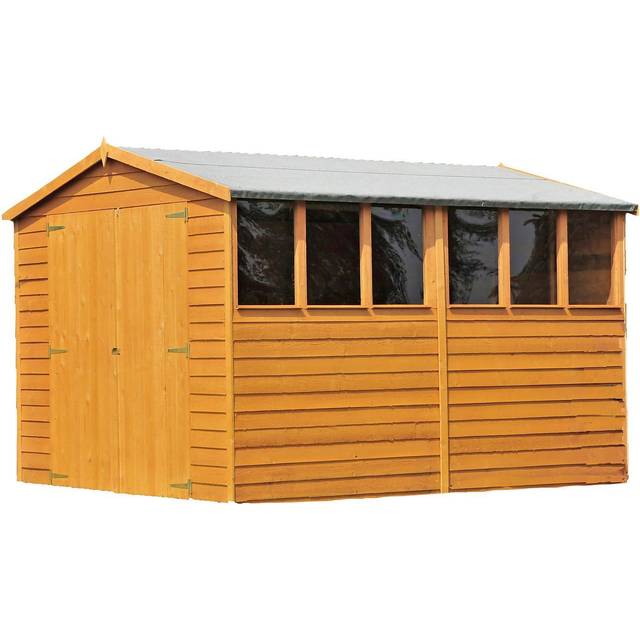 Shire Overlap Garden Shed 10x10 with Double Doors - Brown