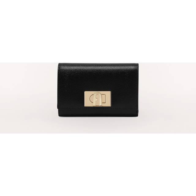Furla, Accessoarer, Dam, ONE Size, Läder, Läder Mini Plånbok med Logostängning - black (ONE SIZE)
