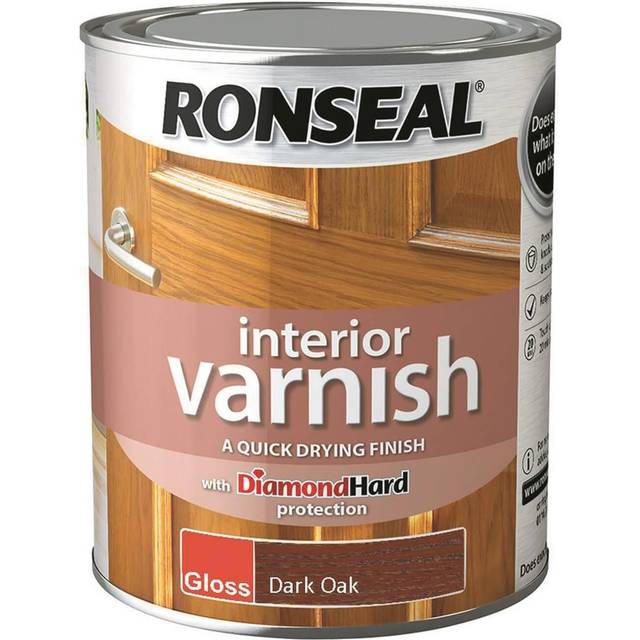 Ronseal Interior Quick Dry Gloss Varnish Dark Oak 750ml