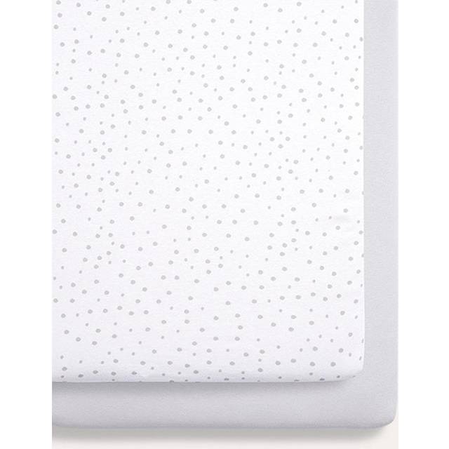 Snuz Crib Pack of 2 Fitted Sheets-Grey Spot