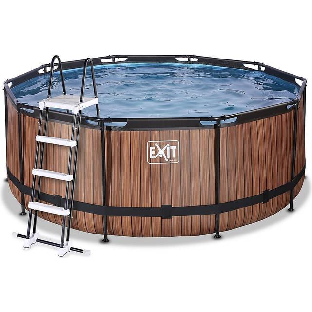 Exit Wood Pool Ø360X122Cm Med Sandfilterpump - Brun