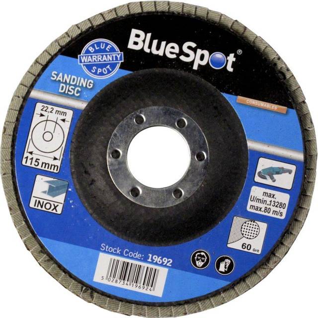 Blue Spot Tools 115mm (4.5") 60 Grit Aluminium Oxide Flap Disc