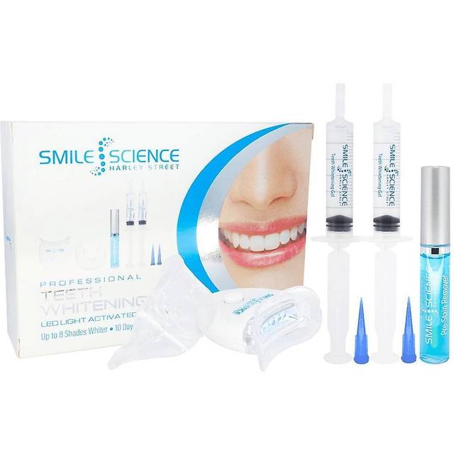 Smile Science Harley Street – professionellt tandblekningsset – tvådelad intensiv fläckborttagning – upp till 8 nyanser vit – för känsliga tänder – vegansk