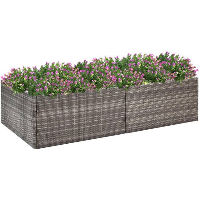 vidaXL Garden Planter Grey 157x80x40 cm Poly Rattan