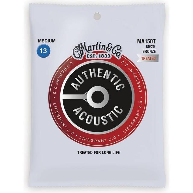 Martin Strings MA150T-U Authentic Acoustic Lifespan 2.0 80-20 Bronze Guitar Strings - Medium