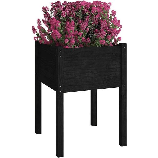 vidaXL Garden Planter Black 50x50x70 cm Solid Pinewood