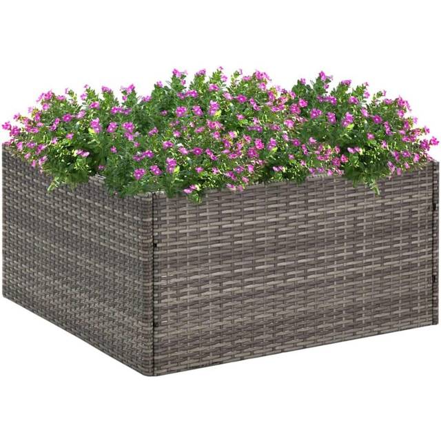 vidaXL Garden Planter Grey 80x80x40 cm Poly Rattan