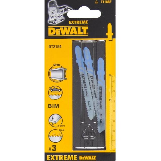 DeWalt T118BF Extreme Metal Cutting Jigsaw Blades Pack of 3