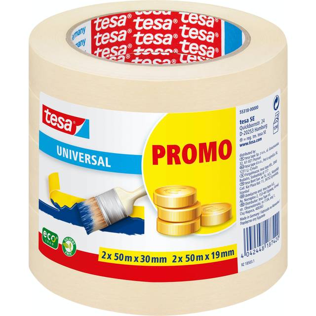 Maskeringstejp 2X30/2X19 Promo 4-Pack