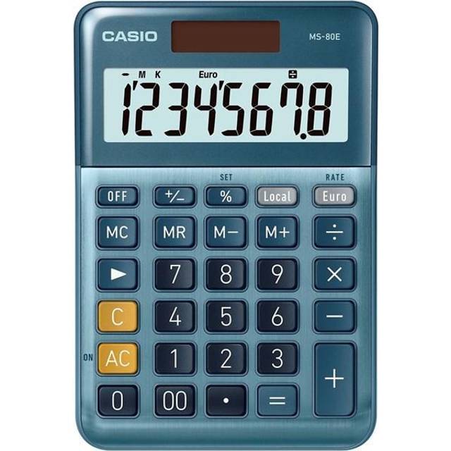 Casio Tischrechner MS-8E, 8-stellig, Währungsumrechnung, Gummifüße, Schnellkorrekturtaste, Solar-/Batteriebetrieb, silber