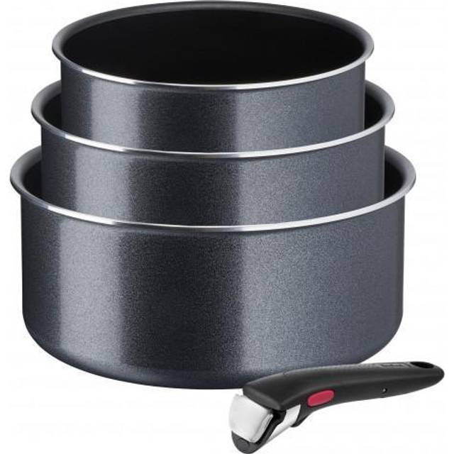 Tefal Ingenio XL Force L15890 gryta set i 4 delar | stapelbar | non-stick-tätning | termosignal temperaturindikator | grå/blå | lämplig för alla typer av spisar utom induktion