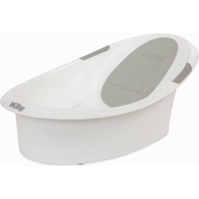 Nuby Newborn Baby Bath with Built in Anti-Slip Support and Soft Headrest, White Bathtub, Suitable from Newborn
