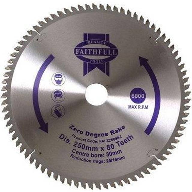 Faithfull Zero Degree TCT Circular Saw Blade 250mm 80T 30mm