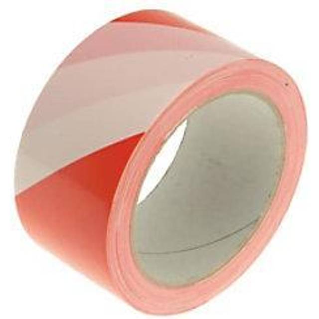 Faithfull Hazard Warning Safety Tape Red / White 50mm 33m