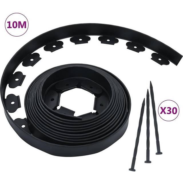 vidaXL Flexibel gräskant med 30 spett 10 m 5 cm