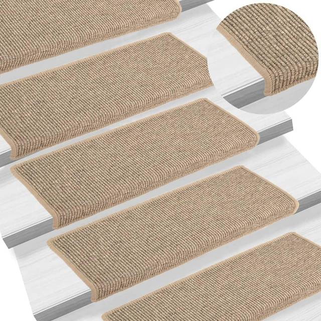 vidaXL Stair Mats Carpet Rug Stair Protector Self-adhesive 15 pcs Dark Beige