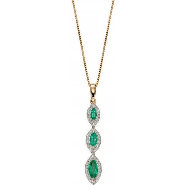 9ct Recolour Marquise 3 Drop Emerald Yellow Gold Pendant GP2240G