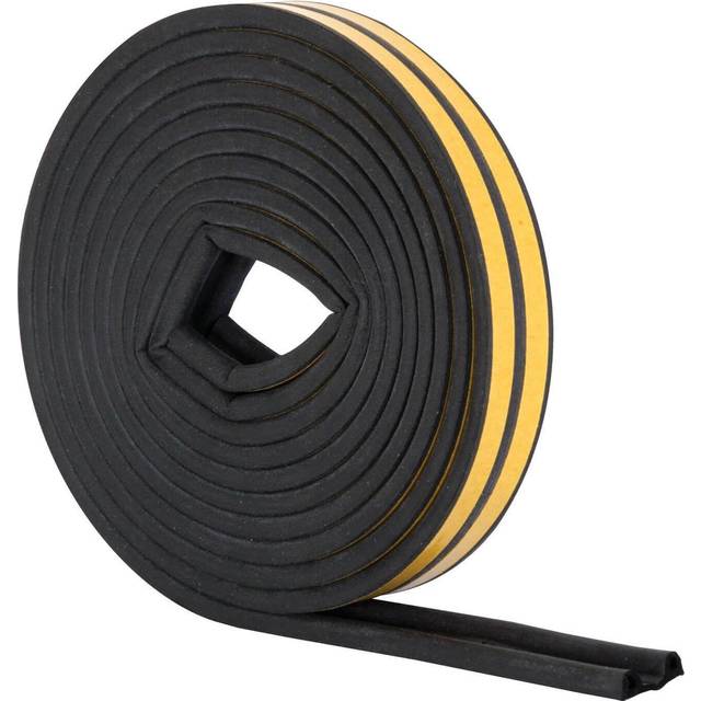 (Black, 10m) Stormguard EPDM P Profile Draught Excluder - Self Adhesive Rubber Weather Strip