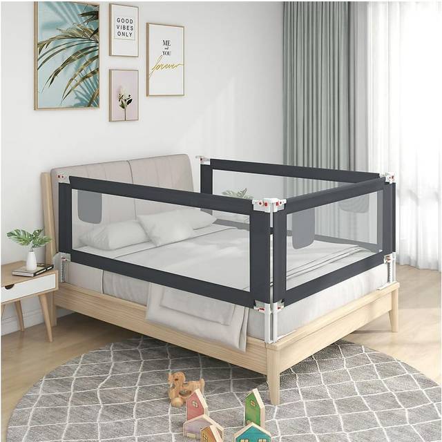 vidaXL Toddler Safety Bed Rail Dark Grey 150x25 cm Fabric Baby Cot Protection