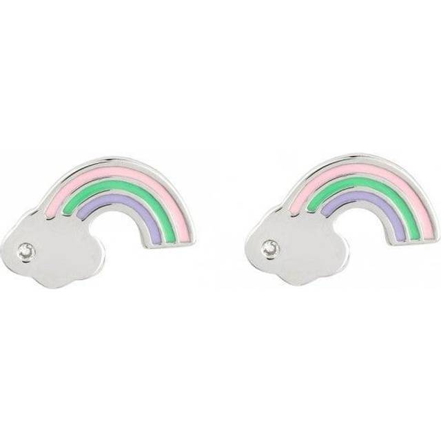 Recycled Silver & Enamel Rainbow Stud Earrings E6157