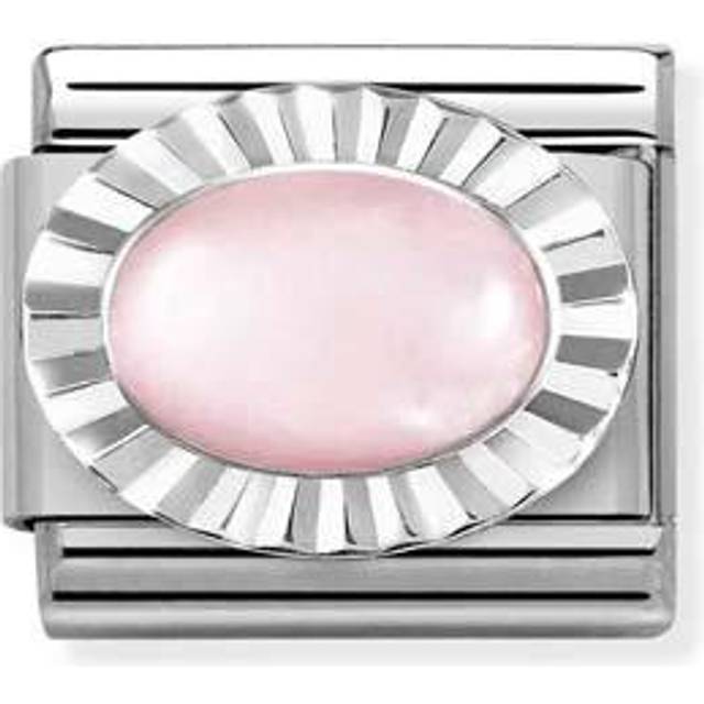 Nomination Classic Silvershine Charm Diamond Oval Rose Quartz Charm - Silver,Rose - 0.9cm x 1.0cm