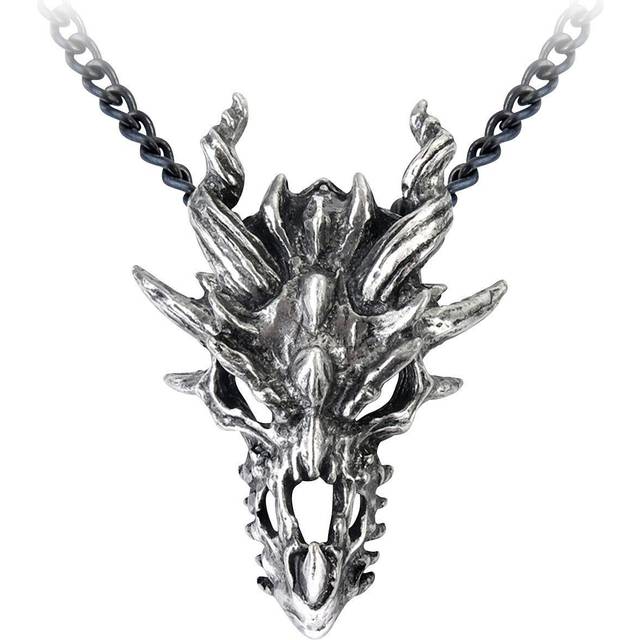 Alchemy Gothic Dragon Skull Necklace silver coloured - Onesize
