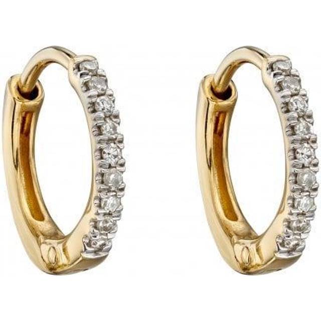 9ct Yellow Gold Small Diamond Huggies 10mm Earrings GE2320