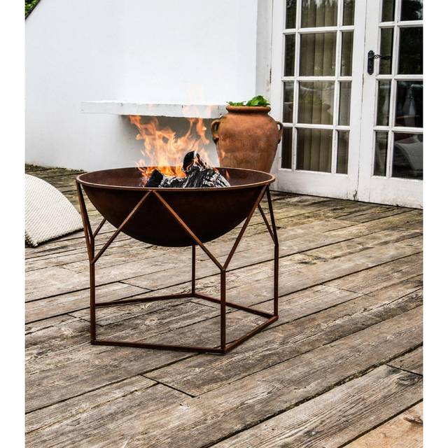 Ivyline 55cm Outdoor Buckingham Firebowl - Rust Iron, Brown