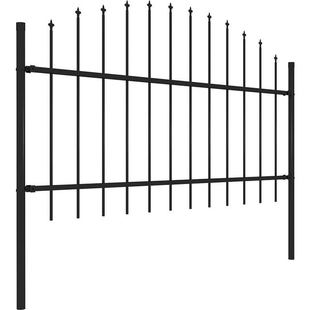Trädgårdsstaket med spjuttopp stål (1-1,25)x8,5 m svart