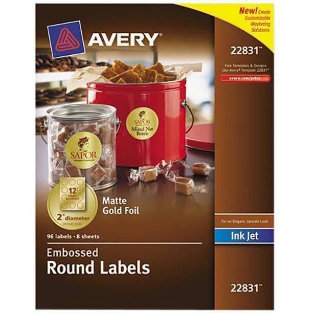 Avery 22831 Round Labels  2-Inch  Foil/Embosed  96/PK  Gold