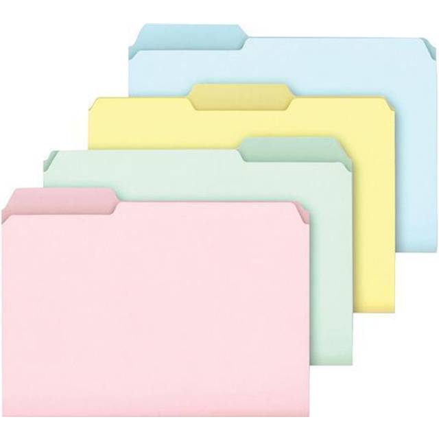 Ampad Pendaflex C2113PASR Pastel Color File Folders  1/3 Cut Top Tab  Letter  Assorted (Box of 100)