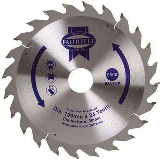 Tct Circular Saw Blade 190 x 30mm x 24T pos FAIZ1902430 - Faithfull