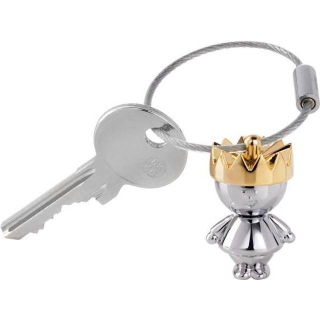 TROIKA Nyckelring LITTLE KING – KR9-36/CH – kung – gyllene krona – king, höghet, majestät – prins – glänsande metall – originalet från TROIKA, Silver-guld, 4 cm, Nyckelring