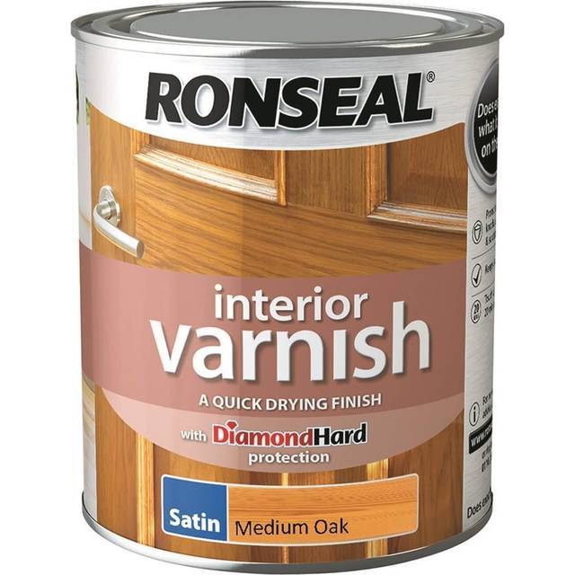 Ronseal Interior Satin Quick Dry Varnish Medium Oak 750ml