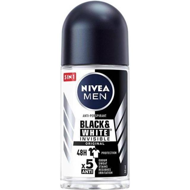 NIVEA MEN Black&White 48 H osynlig original antiperspirant i bollen för män 50 ml