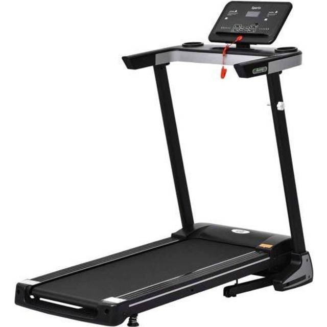Folding Treadmill for Home Motorised Running Machine w/ LCD Display Black - HOMCOM | TJ Hughes