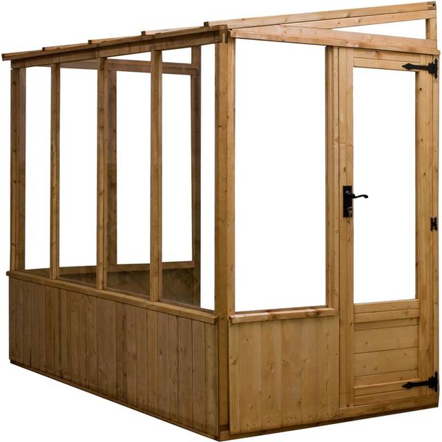 8ft x 4ft Wooden Shiplap Premium Lean To Greenhouse - Brown