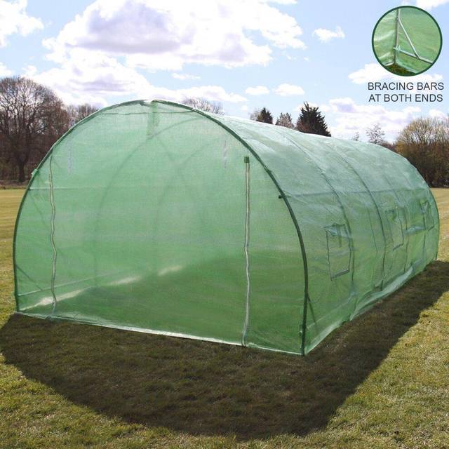 MonsterShop Green PE Cover Polytunnel 19.7 x 9.8ft Greenhouse