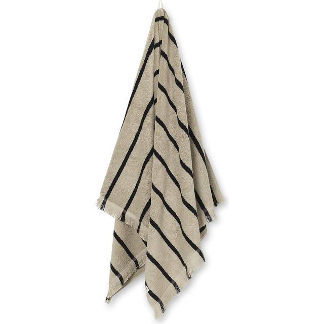 Ferm Living - Alee Towel - Handduk - Sand / Black / Bath Towel - W70 x H140 x D1 cm