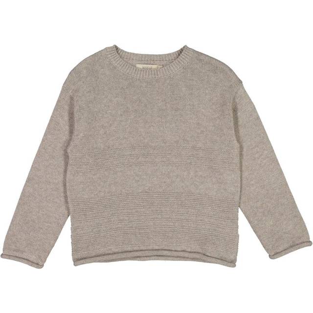 Wheat Strik Pullover Gunnar Stl. 74/9m pojkar - Stickat Från Magasin - Warm Grey Melange (74/9m)
